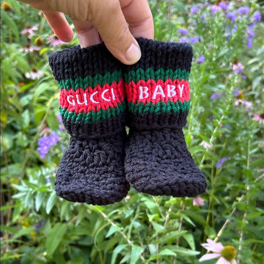 Handmade Gucci-like Baby Booties Size 0-6 Months (Newborn)